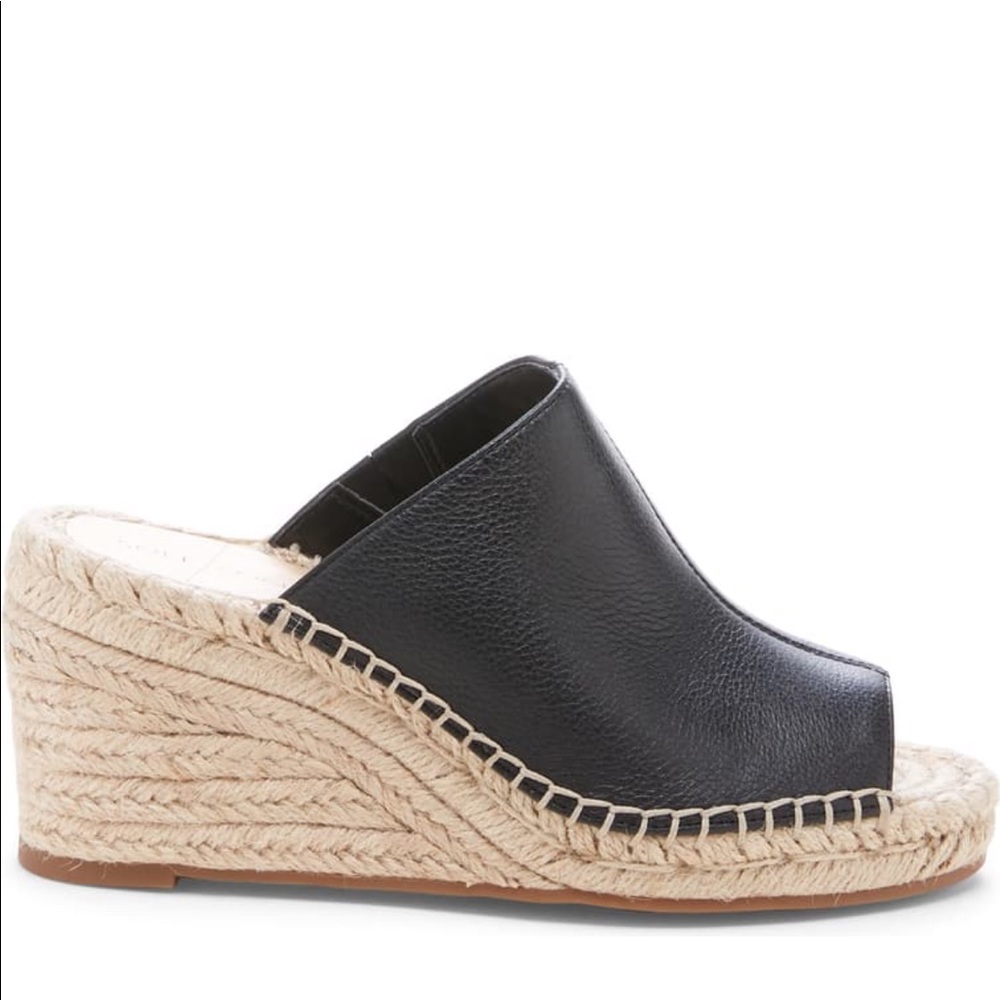 Sole Society Black Leather Wedges